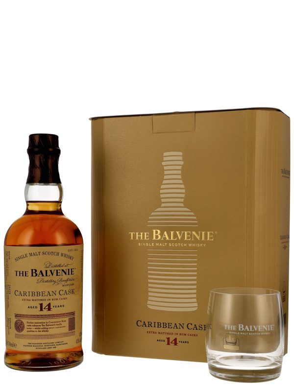 Balvenie 14 Jahre - Caribbean Cask - Speyside Single Malt Scotch Whisky - Geschenk-Set incl. 1 Tumbler