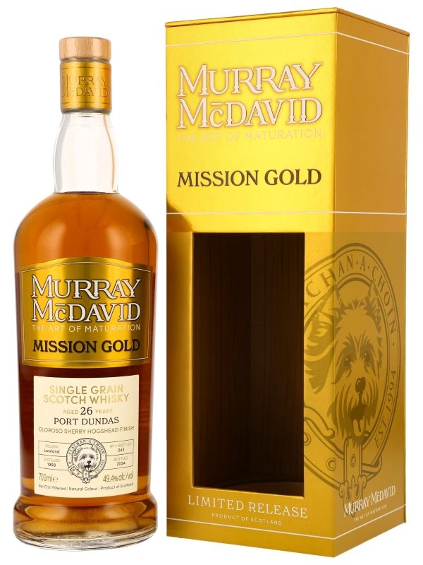 Port Dundas 26 Jahre - Vintage 1998 - Oloroso Sherry Hogshead Finish - Murray McDavid - Mission Gold - Limited Release - Single Grain Scotch Whisky