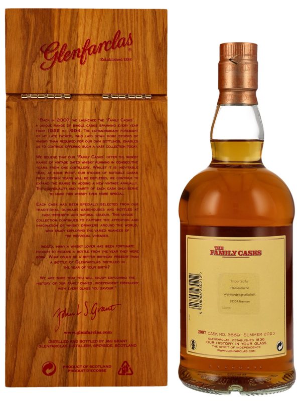 Glenfarclas "The Family Casks" Vintage 2007 - Summer 2023 - Refill Sherry Butt - Cask No. 2669 - Highland Single Malt Scotch Whisky