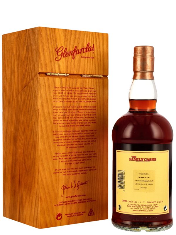 Glenfarclas The Family Casks Vintage 2009 - Summer 2024 - Sherry Butt - Cask No. 1117 - Highland Single Malt Scotch Whisky R Glenfarclas The Family Casks Vintage 2009 - Summer 2024 - Sherry Butt - Cask No. 1117 - Highland Single Malt Scotch Whisky