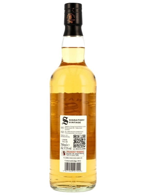 Cameronbridge 12 Jahre - Vintage 2012 - 1st Fill Bourbon Barrels - Signatory Vintage - 100 Proof Edition #1 - Single Grain Scotch Whisky R Cameronbridge 12 Jahre - Vintage 2012 - 1st Fill Bourbon Barrels - Signatory Vintage - 100 Proof Edition #1 - Single Grain Scotch Whisky