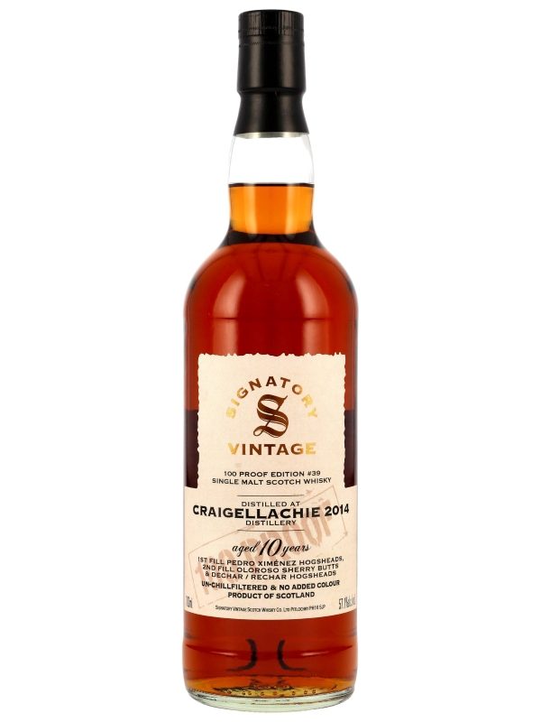 Craigellachie 10 Jahre - Vintage 2014 - 1st Fill PX Hogsheads & 2nd Fill Oloroso Sherry Butts & Dechar/Rechar HHD - Signatory Vintage - 100 Proof Edition #39 - Single Malt Scotch Whisky