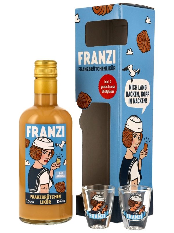 Franzi Franzbrötchen Likör - Das Original - incl. 2 Shotgläser 2 Franzi Franzbrötchen Likör - Das Original - incl. 2 Shotgläser