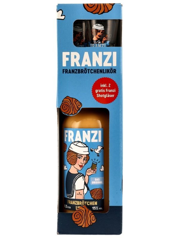 Franzi Franzbrötchen Likör - Das Original - incl. 2 Shotgläser Franzi Franzbrötchen Likör - Das Original - incl. 2 Shotgläser