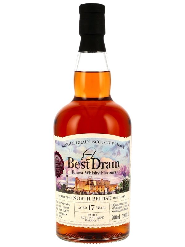 North British 17 Jahre - Vintage 2007 - 1st Fill Ruby Port Wine Barrique - Casks #321349 - Best Dram - Single Grain Scotch Whisky North British 17 Jahre - Vintage 2007 - 1st Fill Ruby Port Wine Barrique - Casks #321349 - Best Dram - Single Grain Scotch Whisky