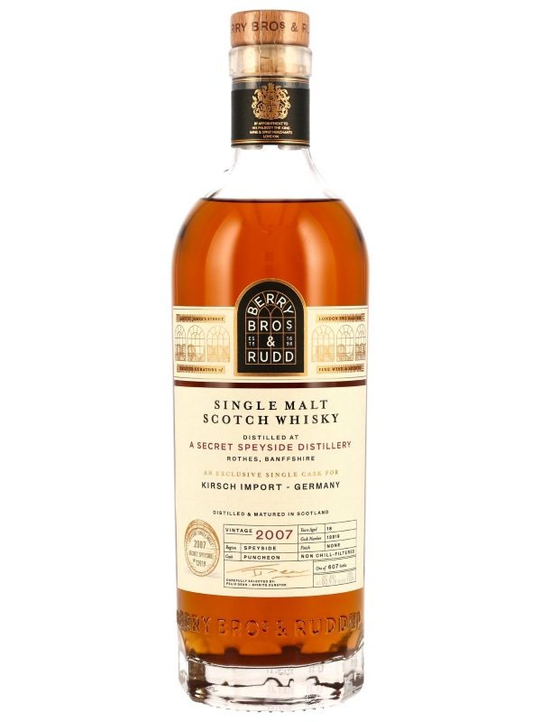 Secret Speyside 18 Jahre - Vintage 2007 - Puncheon Cask No. 13919 - Single Cask - Kirsch-Import Germany - Berry Bros. & Rudd - Speyside Single Malt Scotch Whisky