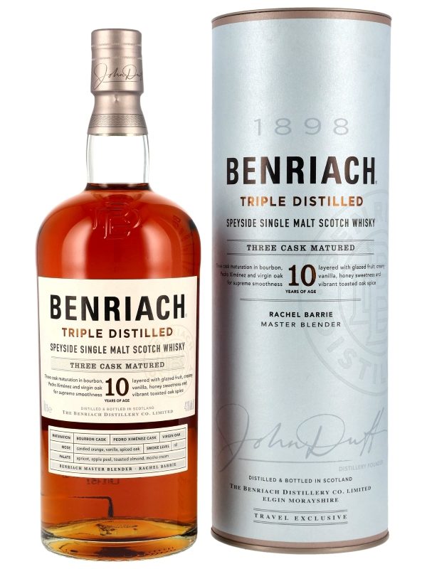 Benriach 10 Jahre - Triple Distilled - Bourbon, PX & Virgin Oak - Three Cask Matured - Speyside Single Malt Scotch Whisky