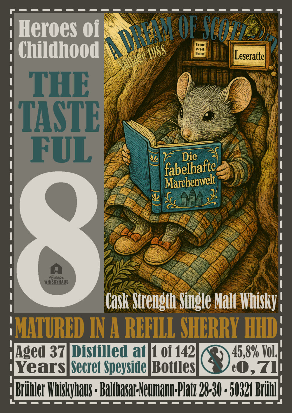 ados202554 Produktbild 0,7l Secret Speyside 37 Jahre - Matured in a Refill Sherry HHD – Heroes of Childhood - TTF8 by A Dream of Scotland – max. 2 Flaschen p.P. und Haushalt