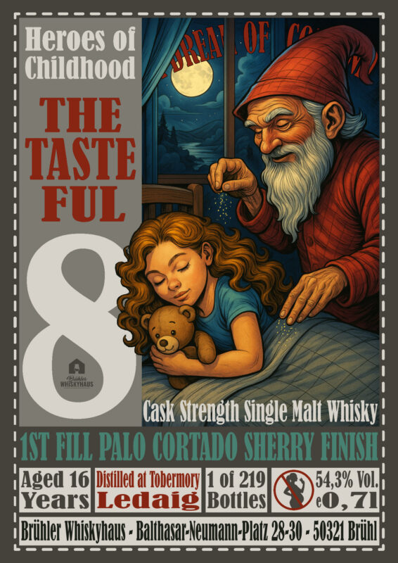 Produktbild 0,7l Ledaig 16 Jahre - 1st Fill Palo Cortado Sherry Finish – Heroes of Childhood - TTF8 by A Dream of Scotland – max. 2 Flaschen p.P. und Haushalt