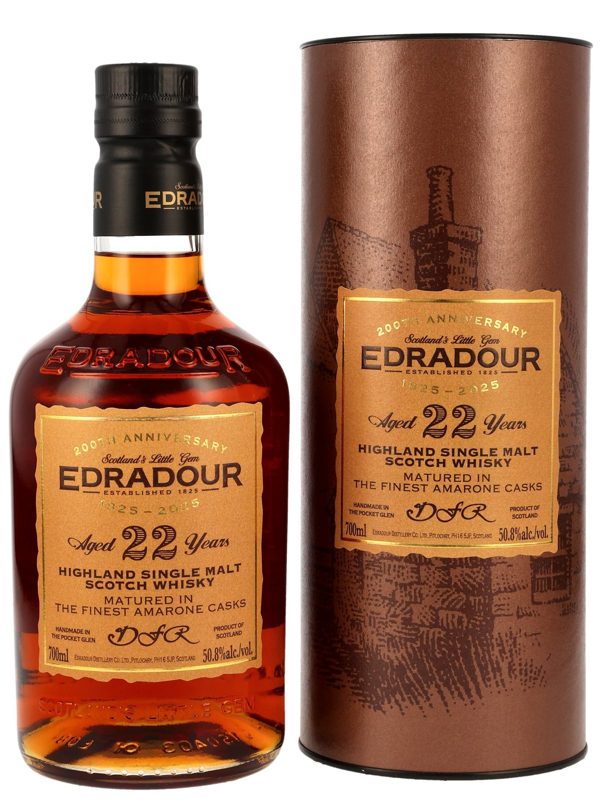 Edradour 22 Jahre – Vintage 2003 - Matured in Finest Amarone Casks #1001-1005 - 200th Anniversary - Highland Single Malt Scotch Whisky