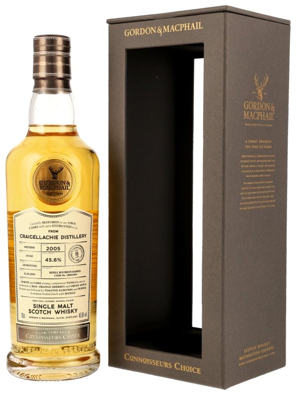 Craigellachie 19 Jahre - Vintage 2005 - Refill Bourbon Barrel - Cask No. 18601801 - Batch 24/161 - Connoisseurs Choice - Gordon & MacPhail - Single Malt Scotch Whisky