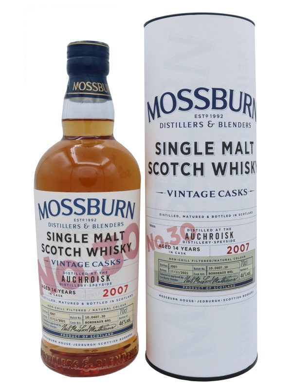 Auchroisk 14 Jahre - Vintage 2007 - No. 30 - Bordeaux Barrel No. 10.0407.30 - The Mossburn - The Vintage Cask - Speyside Single Malt Scotch Whisky