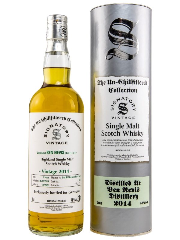 Ben Nevis 8 Jahre - Vintage 2014 - Hogsheads No. 275 - Exclusively bottled for Germany - Signatory Vintage - Un-Chillfiltered Collection - Highland Single Malt Scotch Whisky