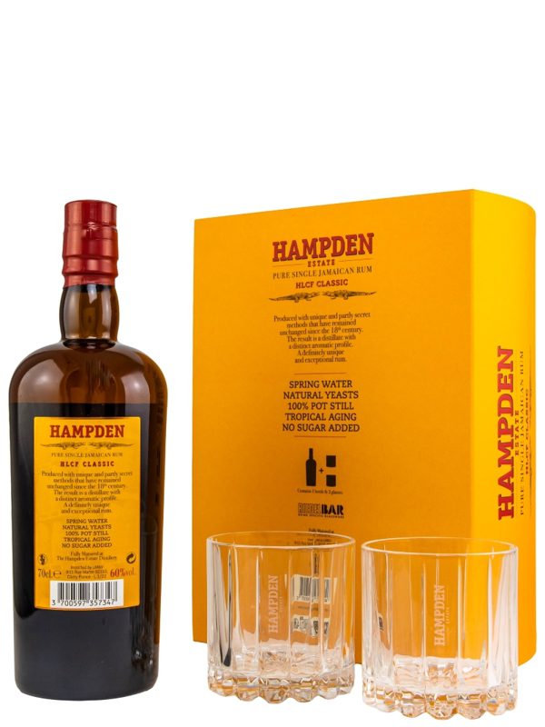 Hampden HLCF Classic 4 Jahre Jamaica Pure Single Rum Geschenkset mit 2 Gläsern