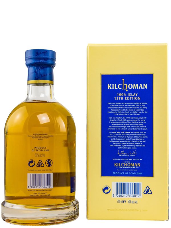 Kilchoman 100 % Islay The 12th Edition 2022 Limited Edition Bourbon Barrels & Oloroso Sherry Butts Single Cask Release Islay Single Malt Scotch Whisky