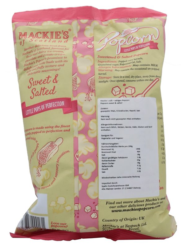 Mackie's of Scotland - Little Pops of Perfection - Sweet & Salted - Popcorn - 100g
