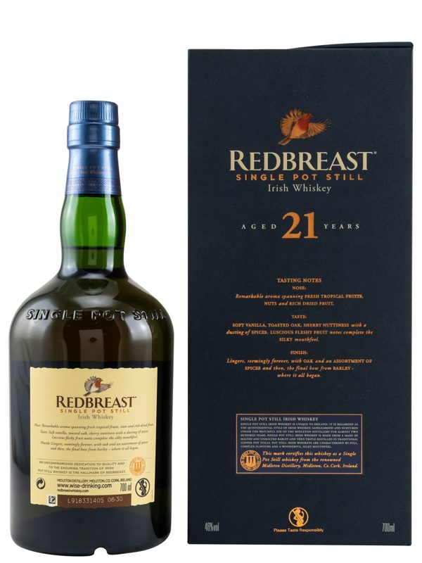 Redbreast 21 Jahre - Oloroso Sherry & Bourbon Cask - Single Pot Still - Irish Whiskey