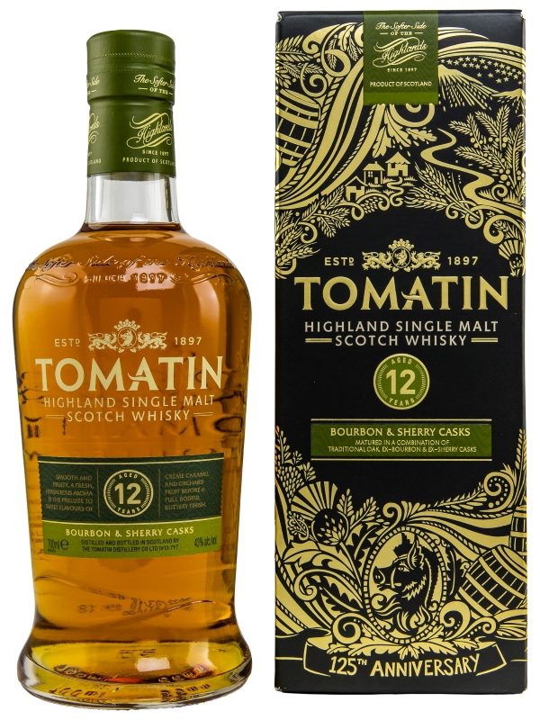 Tomatin 12 Jahre - Bourbon & Sherry Casks - Highland Single Malt Scotch Whisky - neue Ausstattung