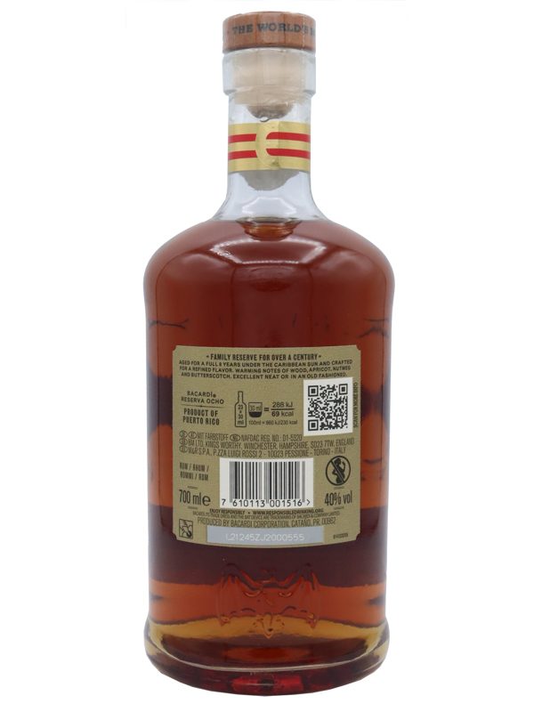 Barcadi - 8 Jahre - Reserva Ocho - Puerto Rico Rum R Barcadi 8 Jahre Reserva Ocho Puerto Rico Rum