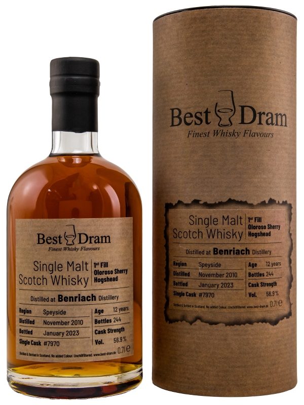 Benriach 12 Jahre - Vintage 2010 - First Fill Oloroso Hogshead #7970 - Best Dram - Single Malt Scotch Whisky Benriach 12 Jahre - Vintage 2010 - First Fill Oloroso Hogshead #7970 - Best Dram - Single Malt Scotch Whisky