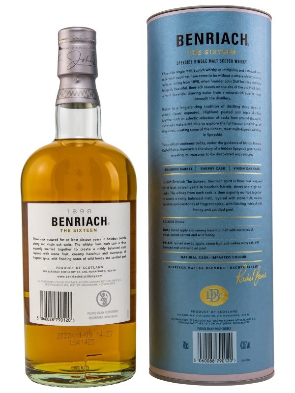 Benriach 16 Jahre - The Sixteen - Three Cask Matured - Speyside Single Malt Scotch Whisky R Benriach 16 Jahre - The Sixteen - Three Cask Matured - Speyside Single Malt Scotch Whisky