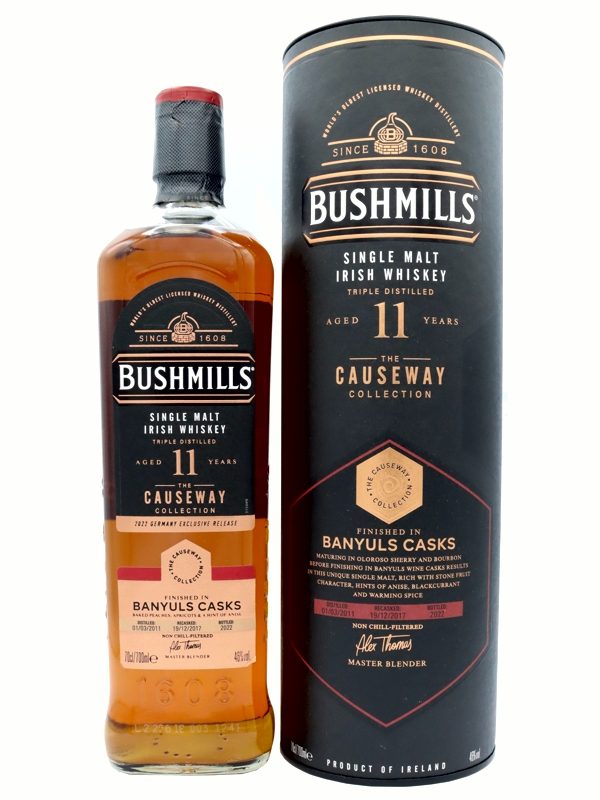 Bushmills - Vintage 2011 - Finished in Banyuls Casks - The Causeway Collection - 2022 Germany Exclusive Release - Single Malt Irish Whiskey Bushmills 11 Jahre - Vintage 2011 - Finished in Banyuls Casks - The Causeway Collection - 2022 Germany Exclusive Release - Single Malt Irish Whiskey