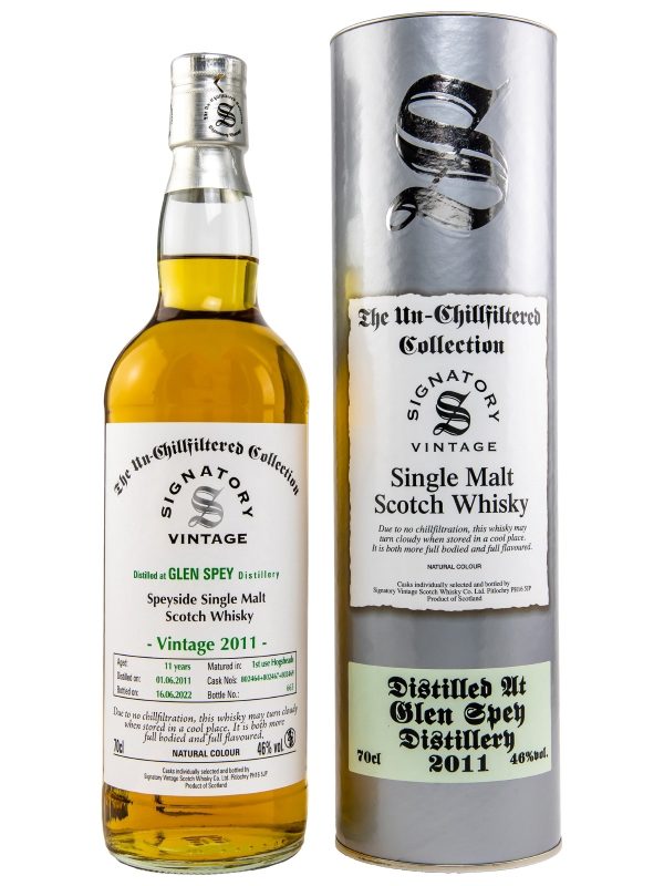 Glen Spey 11 Jahre - Vintage 2011 - Hogsheads No. 802464 + 802467 + 802469 - Signatory Vintage - Un-chillfiltered-Collection - Single Malt Scotch Whisky Glen Spey 11 Jahre - Vintage 2011 - Hogsheads No. 802464 + 802467 + 802469 - Signatory Vintage - Un-chillfiltered-Collection - Single Malt Scotch Whisky