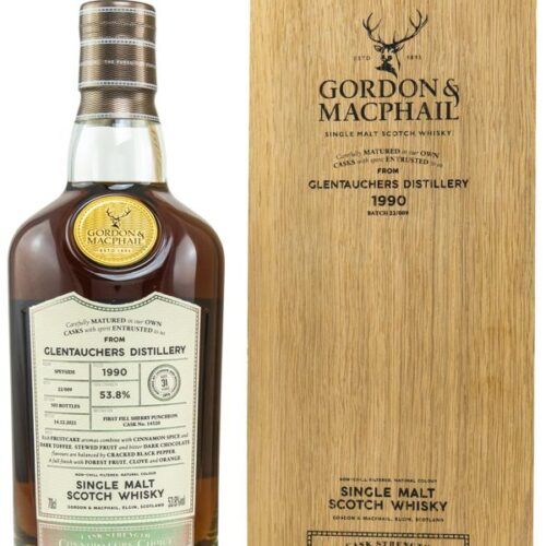 Glentauchers 31 Jahre - Vintage 1990 - Batch 22/009 - First Fill Sherry Puncheon - Cask No. 14520 - Connoisseurs Choice - Cask Strength - Gordon & MacPhail - Speyside Single Malt Scotch Whisky