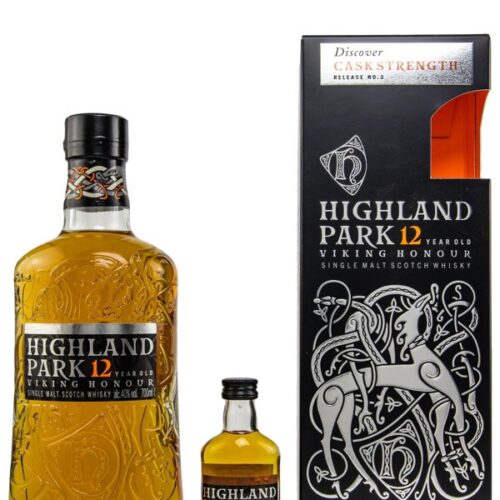 Highland Park 12 Jahre Viking Honour mit Geschenkverpackung und Highland Park Cask Strength Release No. 3 50ml Single Malt Scotch Whisky