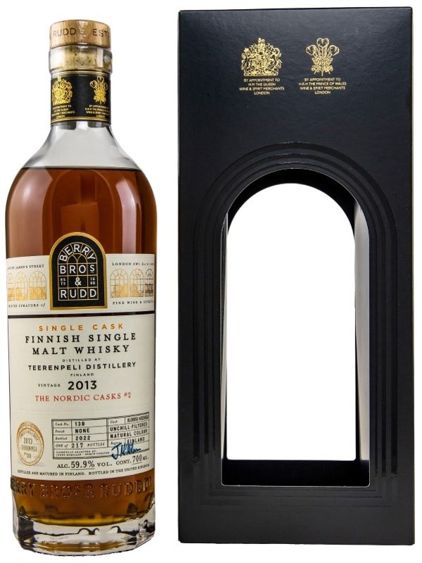 Teerenpeli - Vintage 2013 - Oloroso Hogshead - Cask No. 13 B - The Nordic Casks #2 - Single Cask - Berry Bros. & Rudd - Finnish Single Malt Whisky Teerenpeli Vintage 2013 Oloroso Hogshead Cask No. 13 B The Nordic Casks #2 Single Cask Berry Bros. & Rudd Finnish Single Malt Whisky