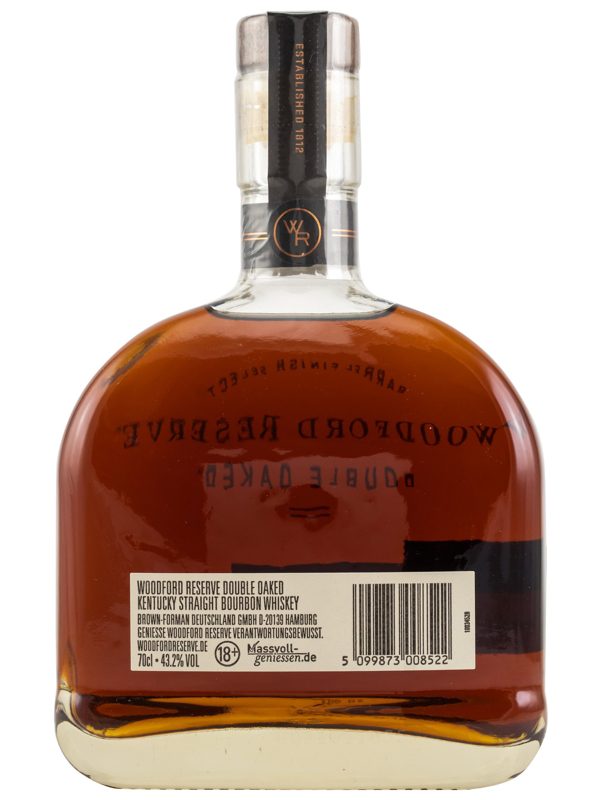 Woodford Reserve - Double Oaked - New Heavily Toasted, Lightly Charred Barrel - Kentucky Straight Bourbon Whiskey R Woodford Reserve Double Oaked New Heavily Toasted, Lightly Charred Barrel Kentucky Straight Bourbon Whiskey